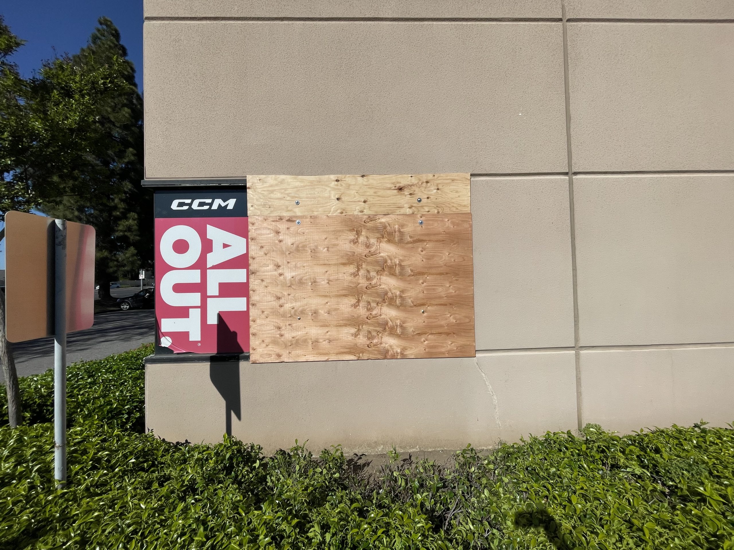 Boarded up window in San Jose, California